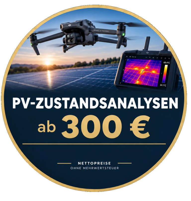 PV-Zustandsanalysen und Wartungen mit einer Drohne ab 300 Euro (netto)
