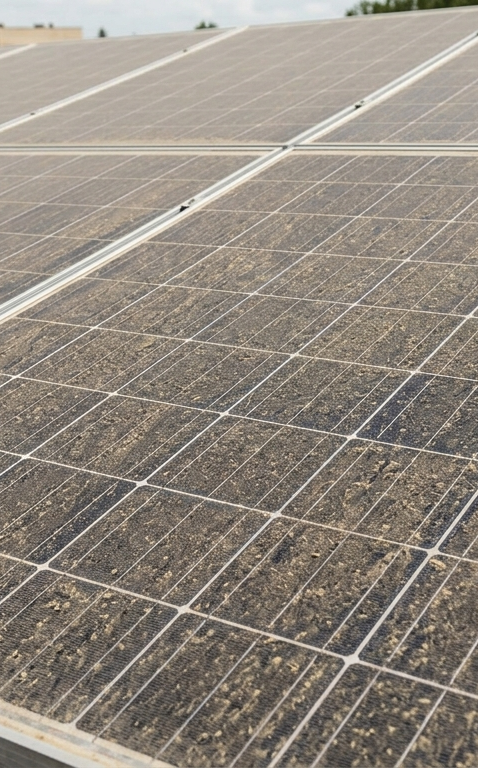 Solaranlage mit zahlreichen Solarpanelen auf einem Dach.
