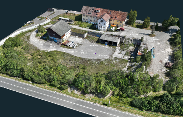 Übersichtsaufnahme mit Höhenpunkten (Höhe über mittlerem Meeresspiegel)